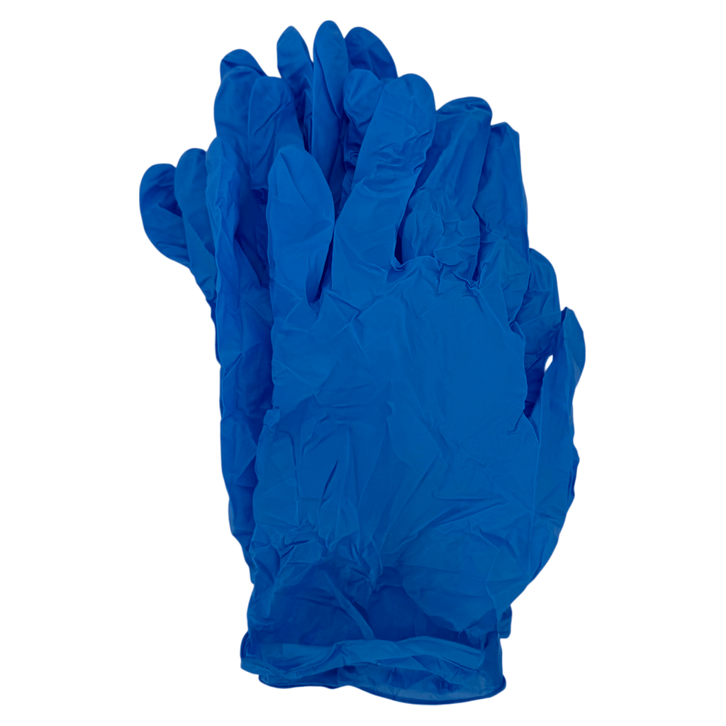 2 PAIRS OF XL BLUE NITRILE GLOVES. LATEX AND POWDER FREE. USED TO PREVENT TRANSMISSION OF BLOOD BORNE PATHOGENS AND INCREASE STERILITY IN TRAUMATIC EVENTS.