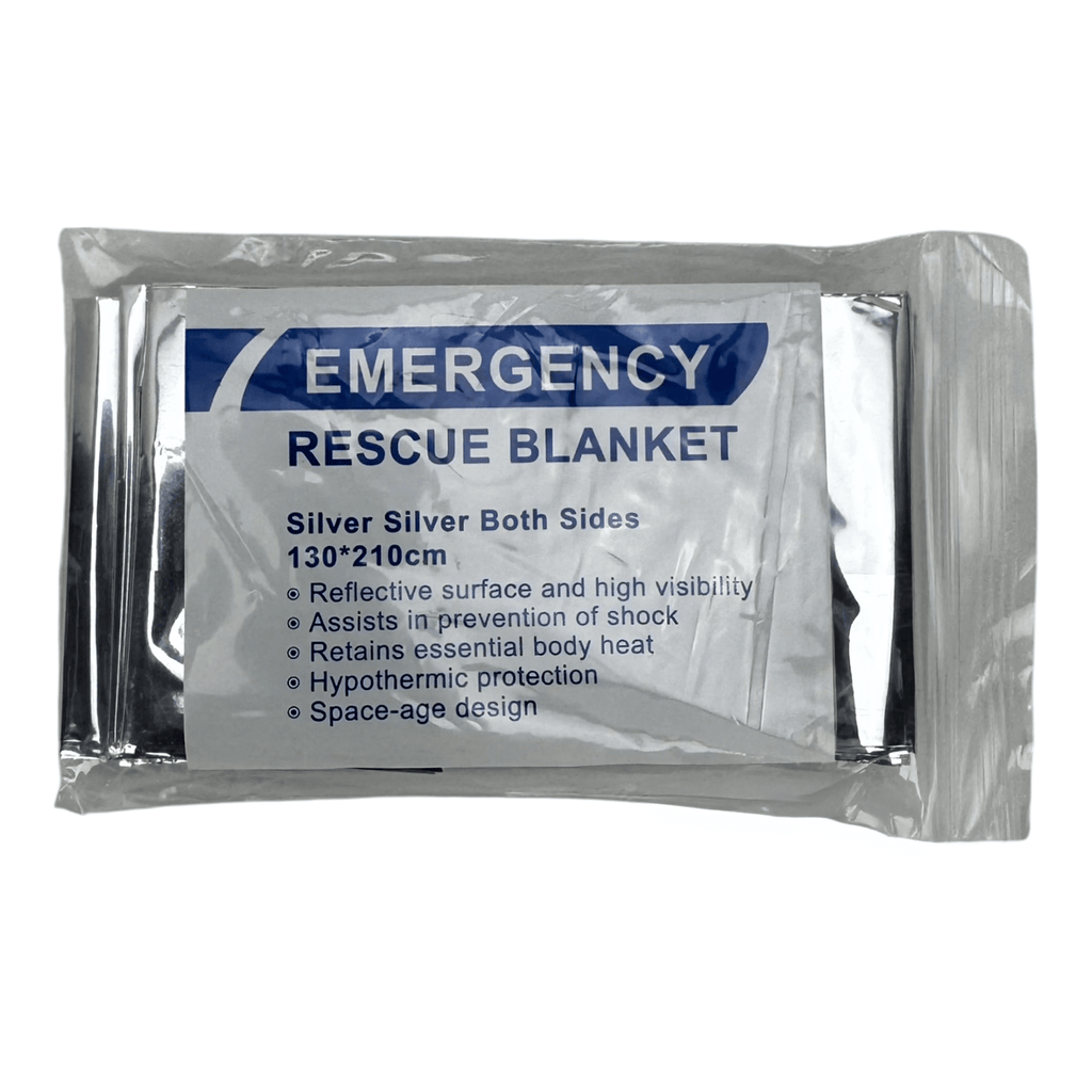 MYLAR EMERGENCY BLANKET MYLAR RESCUE BLANKET ASSISTS IN MAINTAINING BODY TEMPERATURE. PREVENT SHOCK FROM BLOOD LOSS. RETAINS BODY HEAT.
