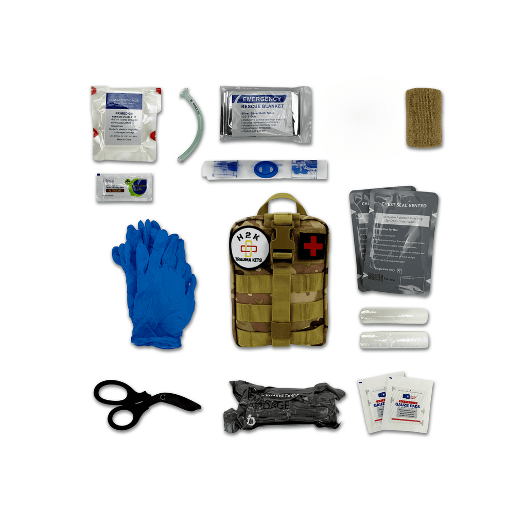 H2K TACTICAL TRAUMA KIT LIFE SAVING MEDICAL SUPPLIES, BLEEDING CONTROL, MASSIVE HEMORRHAGE, STOP THE BLEED, AIRWAY MANAGEMENT, OPEN AND TENSION PNEUMOTHORAX