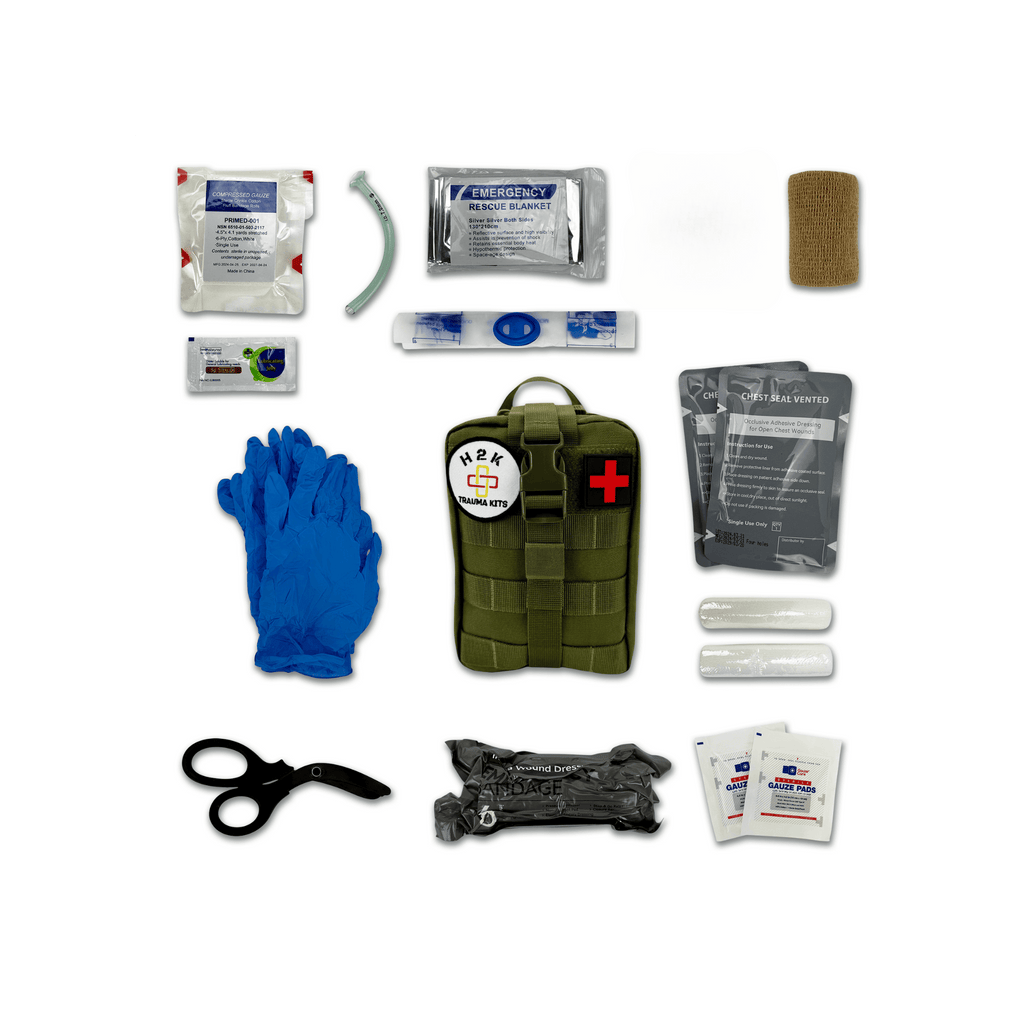 H2K TACTICAL TRAUMA KIT LIFE SAVING MEDICAL SUPPLIES, BLEEDING CONTROL, MASSIVE HEMORRHAGE, STOP THE BLEED, AIRWAY MANAGEMENT, OPEN AND TENSION PNEUMOTHORAX