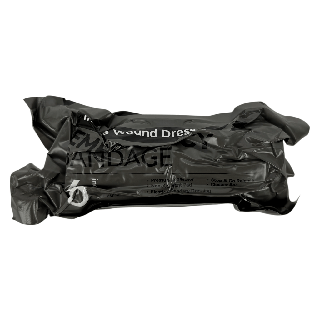 6 INCH ISRAELI BANDAGE OR PRESSURE BANDAGE USED TO APPLY CONSISTENT PRESSURE TO WOUNDS FOR BLOOD LOSS. BUILT IN GAUZE PAD AND PRESSURE CLEAT.