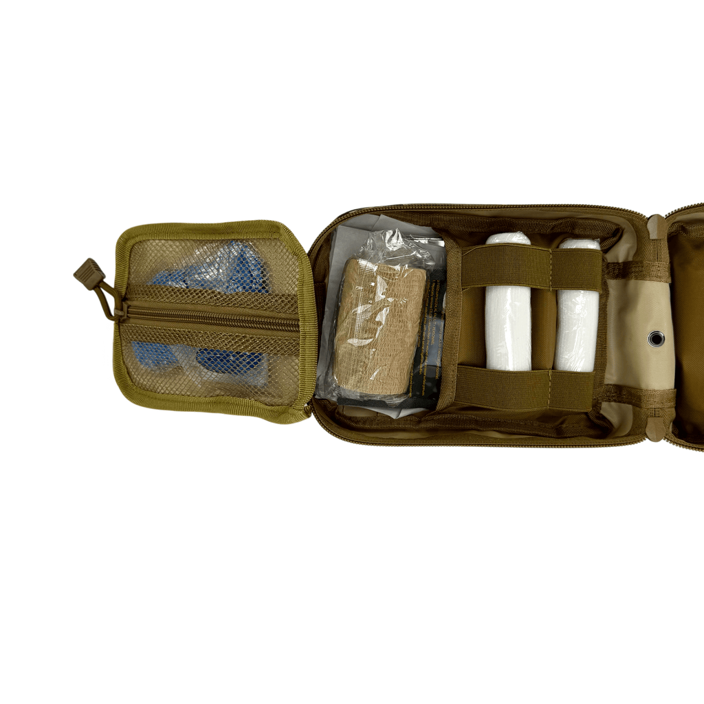 MULTICAM H2K PREMIUM ADVANCED FIRST AID KIT (AFAIK) OPEN VIEW OF COMPARTMENT STORAGE OF MEDICAL SUPPLIES