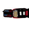 RED H2K PREMIUM ADVANCED FIRST AID KIT (AFAIK) OPEN VIEW OF COMPARTMENT STORAGE OF MEDICAL SUPPLIES